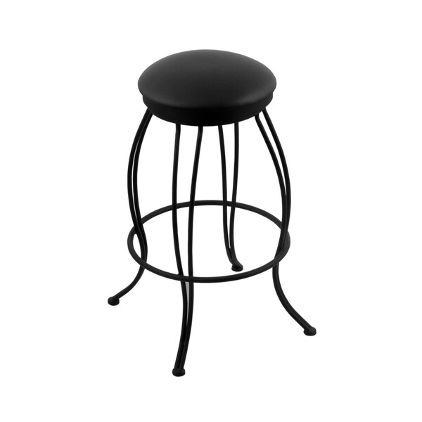 30" Swivel Bar Stool, Black Wrinkle, Black Vinyl Seat